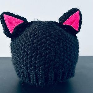 Black crochet cat beanie hat